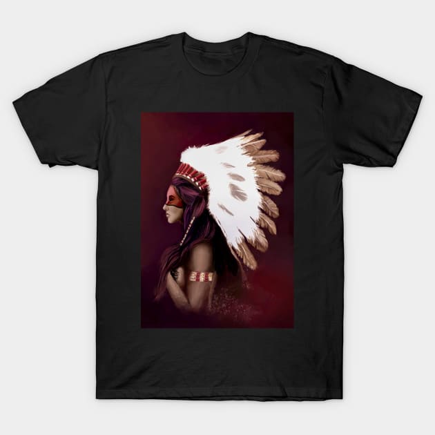 Female Native American T-Shirt by Nightfrost